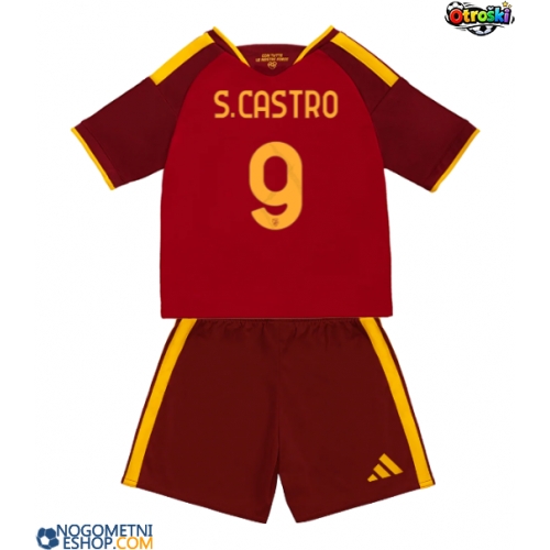 Otroški Nogometni dresi AS Roma Santiago Castro #9 Domači 2026-27 Kratek Rokav (+ Kratke hlače)